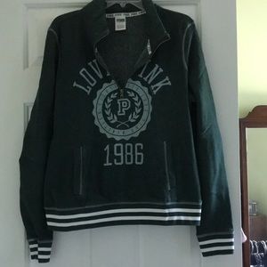 PINK Dark Green Half Zip